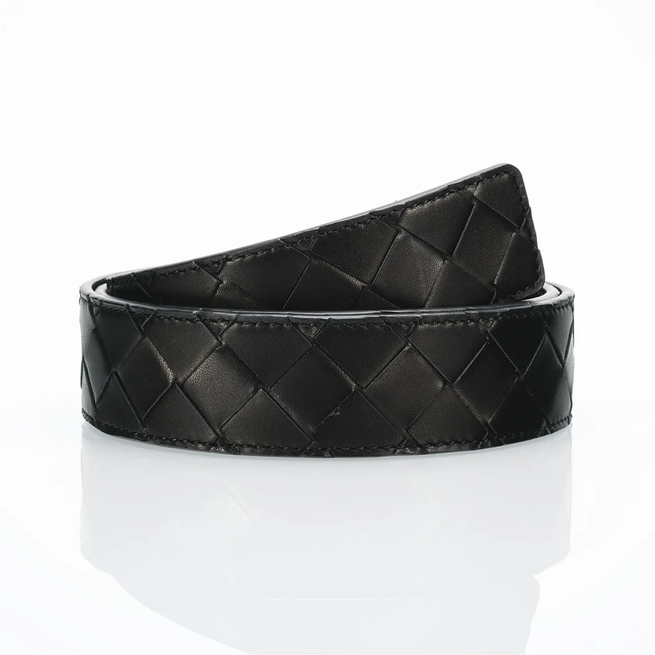 Bottega Veneta Cassette Intrecciato কালো চামড়ার বেল্ট 3