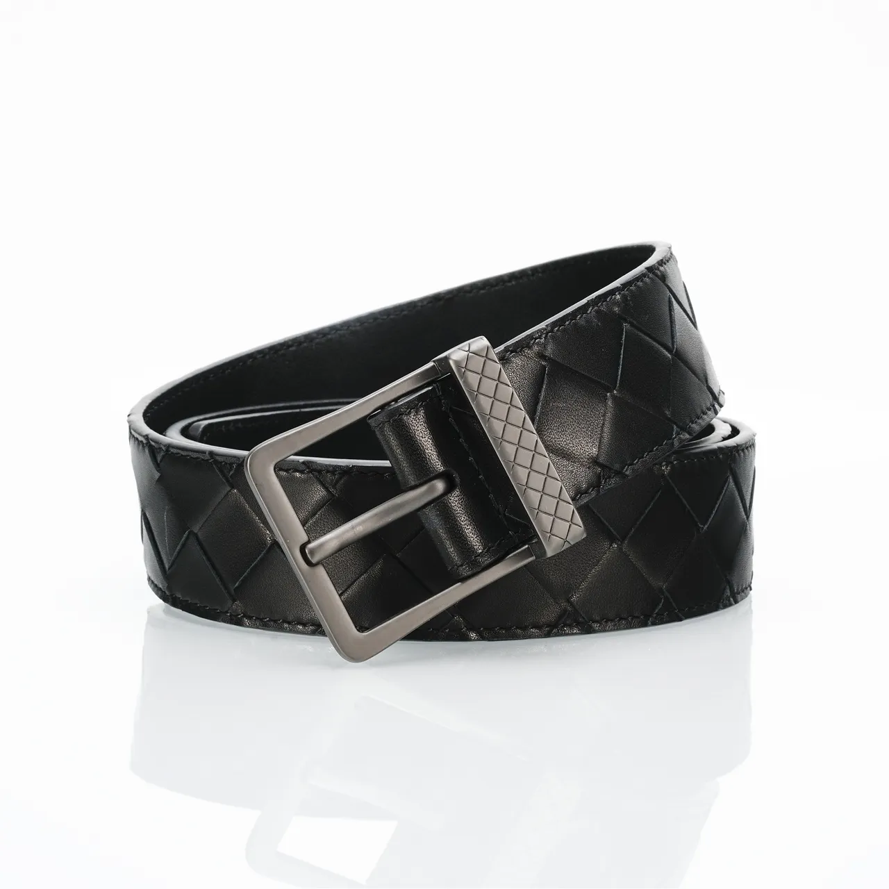 Bottega Veneta Cassette Intrecciato কালো চামড়ার বেল্ট 4