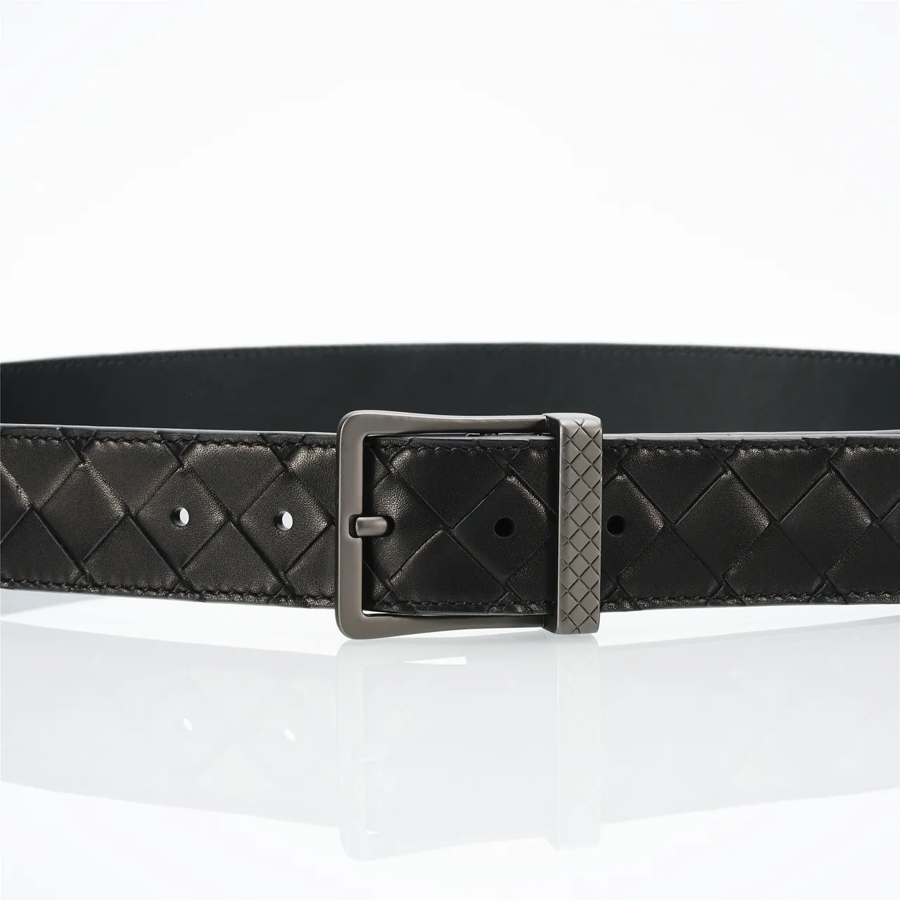 Bottega Veneta Cassette Intrecciato কালো চামড়ার বেল্ট 8