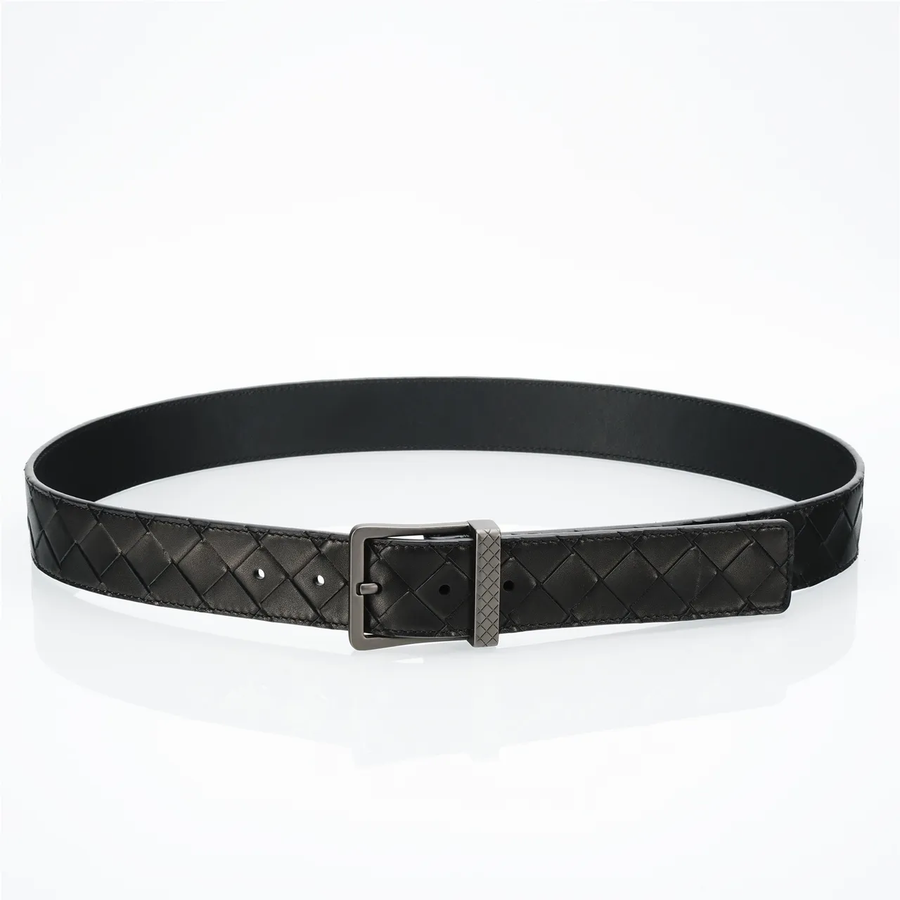 Bottega Veneta Cassette Intrecciato কালো চামড়ার বেল্ট 9