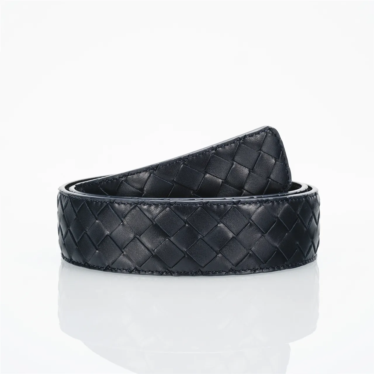 Bottega Veneta Cassette Intrecciato 黑色皮革腰带 3