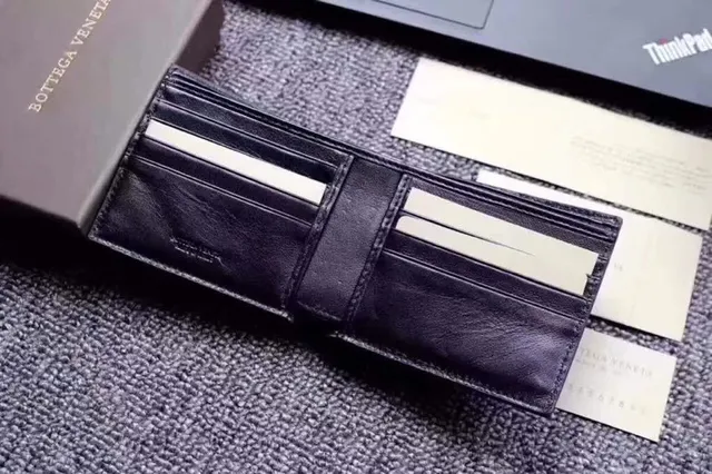 Bottega Veneta Cassette Intrecciato أسود محفظة قصيرة 2