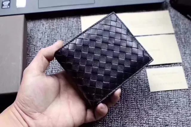 Bottega Veneta Cassette Intrecciato أسود محفظة قصيرة 5