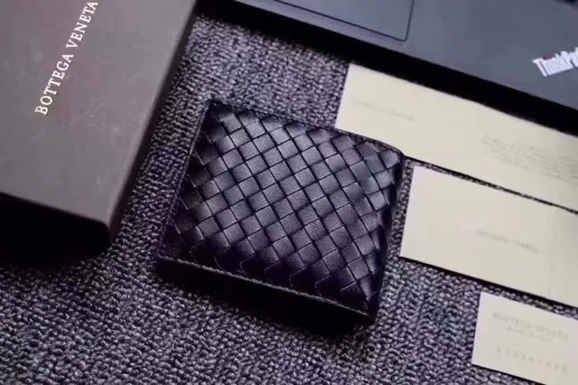 Bottega Veneta Cassette Intrecciato أسود محفظة قصيرة 6