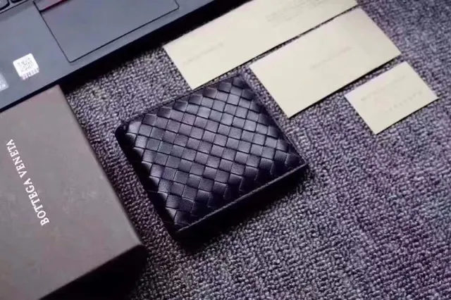 Bottega Veneta Cassette Intrecciato أسود محفظة قصيرة 7
