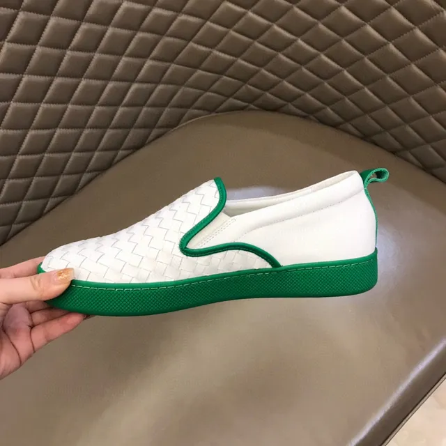 Bottega Veneta Cassette Loafer White and Green Intrecciato Slip-On Loafer 3