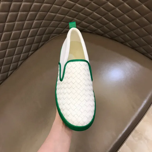 Bottega Veneta Cassette Loafer White and Green Intrecciato Slip-On Loafer 4