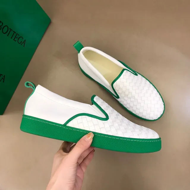 Bottega Veneta Cassette Loafer White and Green Intrecciato Slip-On Loafer 6