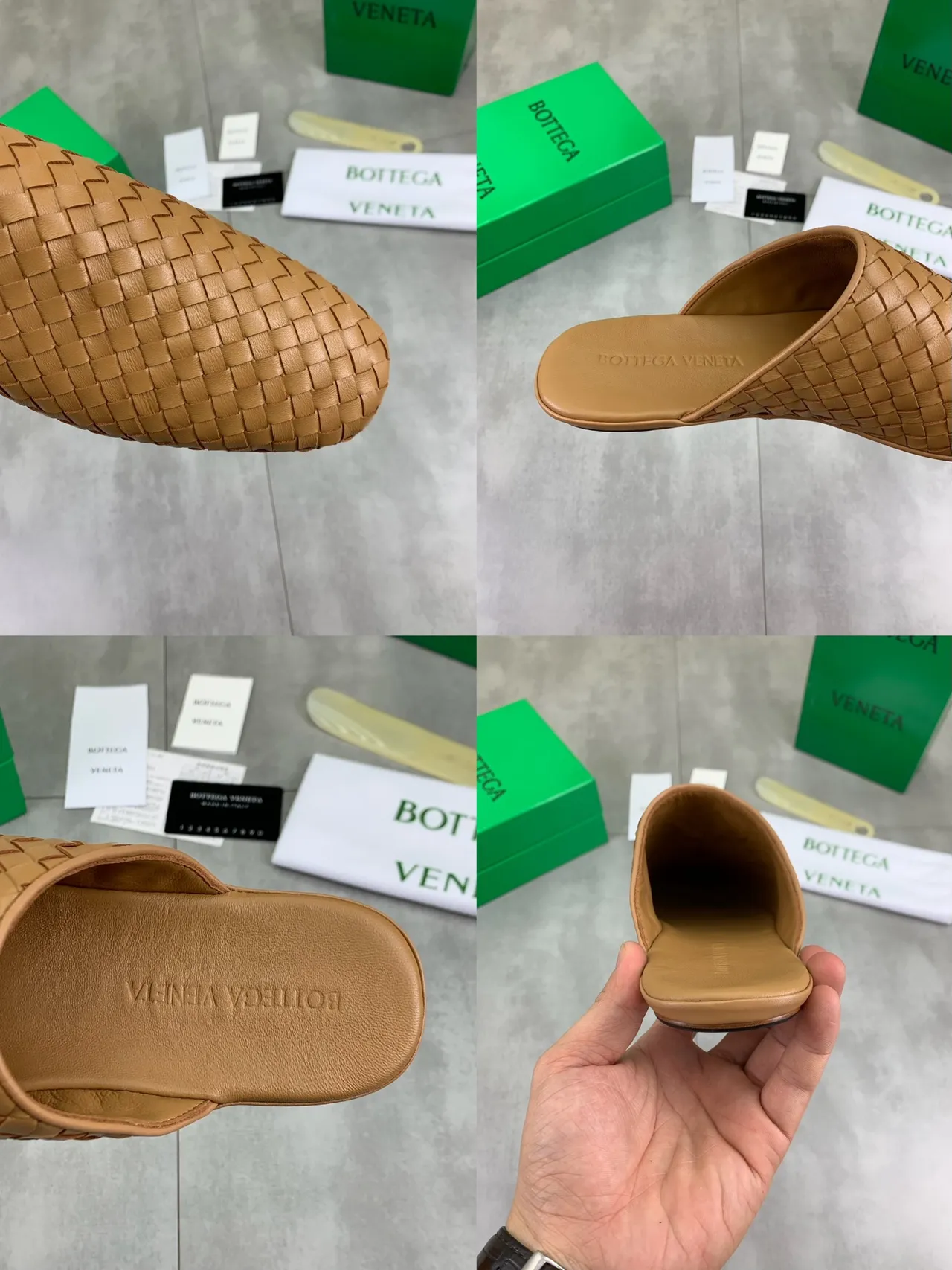 Bottega Veneta Sardine Beige Intrecciato Cuir Tissé Mule Silhouette Chaussures Casual 3