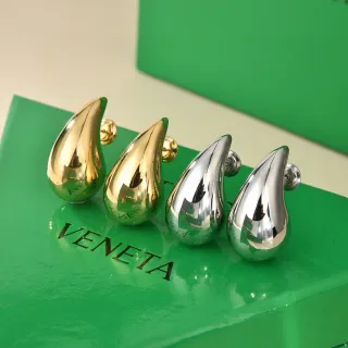 Bottega Veneta Sardine Teardrop Polished Gold and Silver Stud Earrings