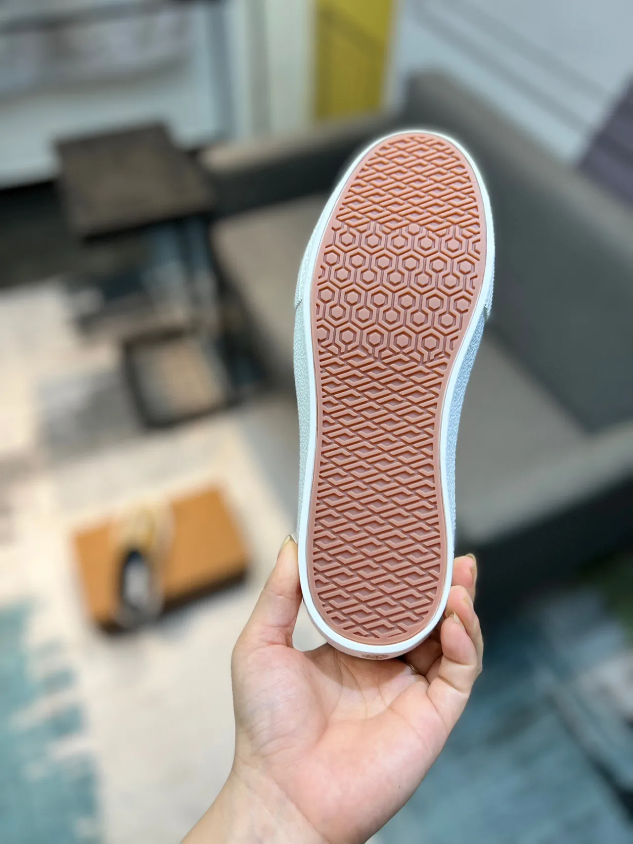 Burberry Beige White Check-Print Textile Backless Mule Casual Shoes 9