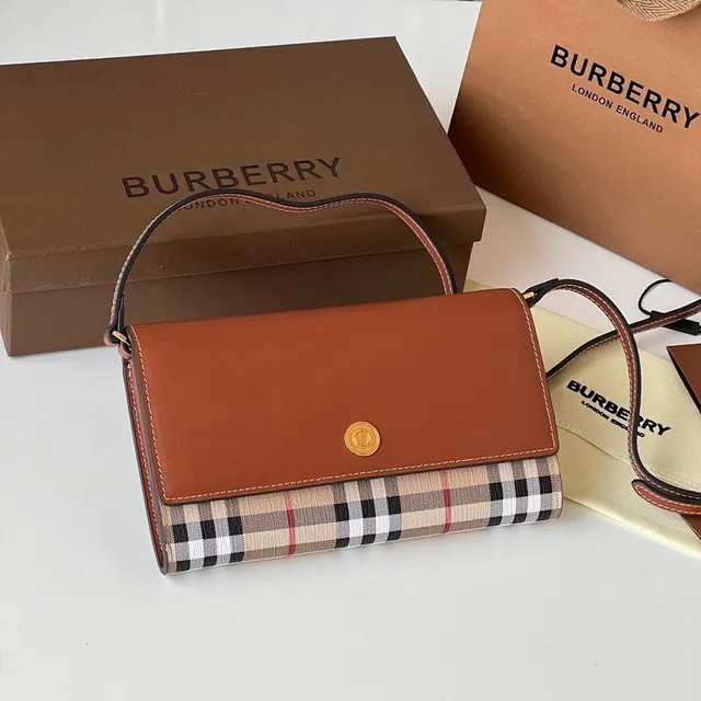 Burberry Marrom Bege Flap-Top Dois Tons Bolsa Cruzada 2