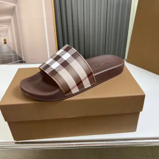 Burberry Marrón Beige sandalia de una sola correa con suela de goma moldeada zapatillas