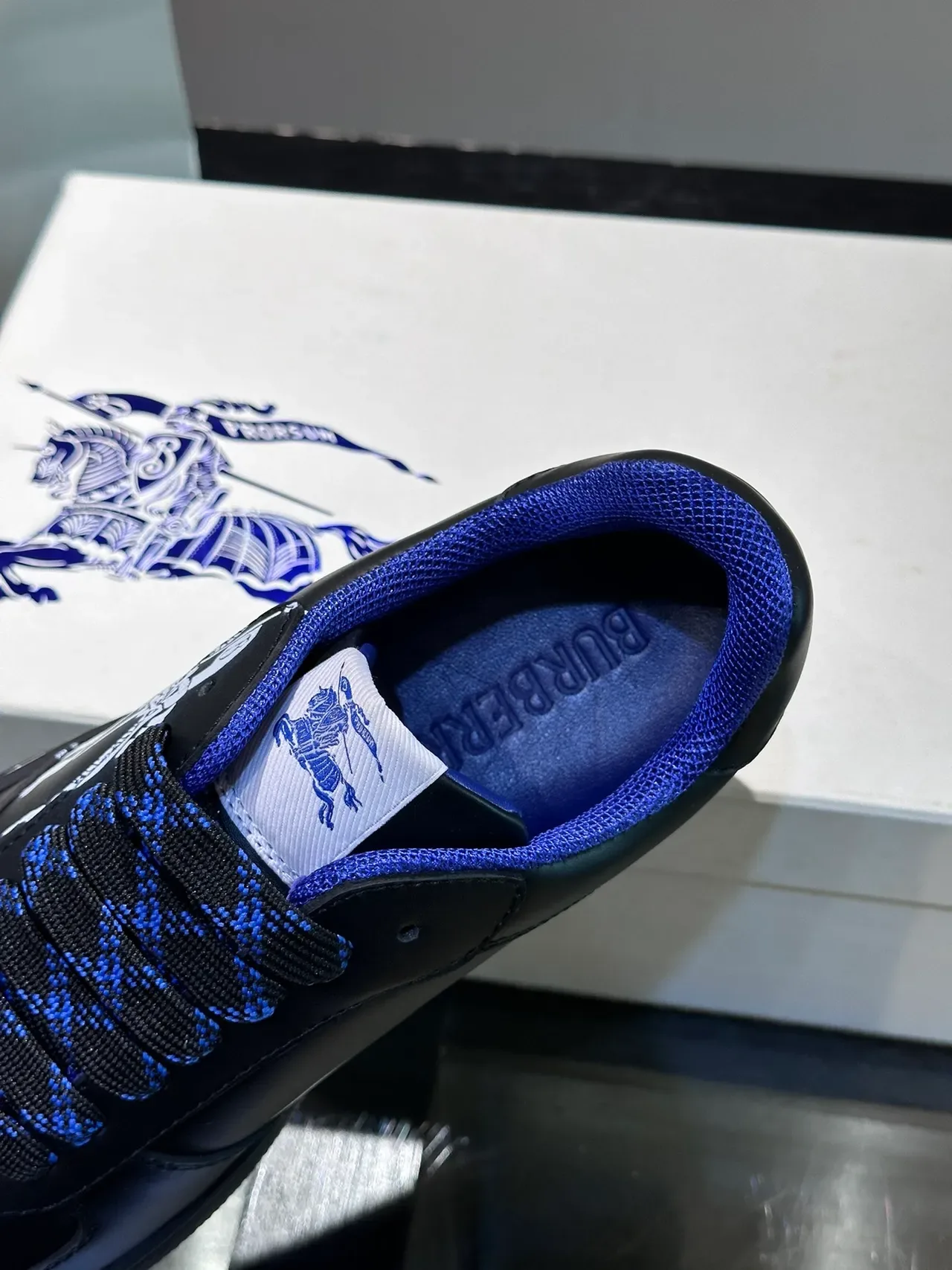 Burberry Knight Black and Royal Blue Lifestyle Sneakers 3
