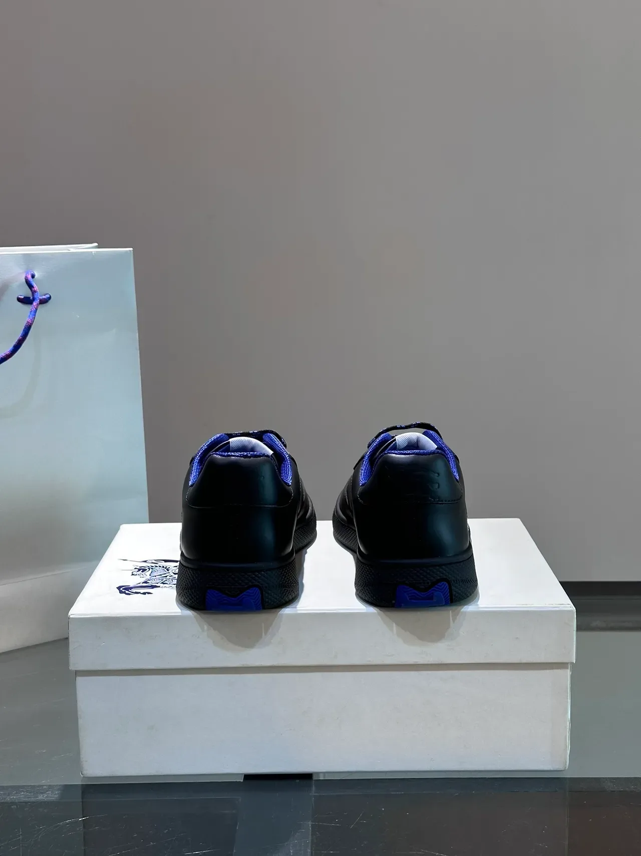 Burberry Knight Black and Royal Blue Lifestyle Sneakers 4