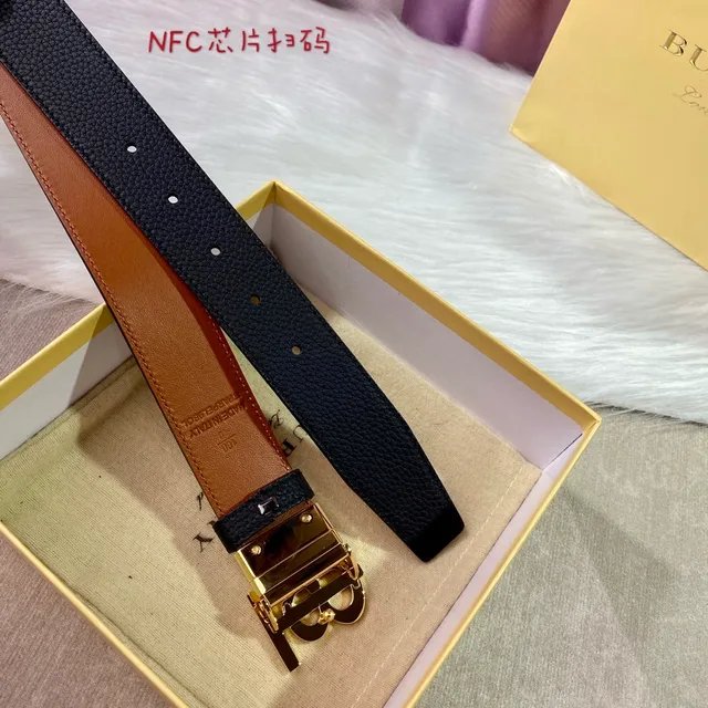 Burberry Knight أسود بني Pebbled ذهبي التدرج TB مونوغرام مشبك حزام جلدي 8