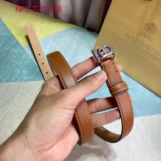 Burberry الفارس بني بيج ضيق خياطة متناقض حزام جلدي