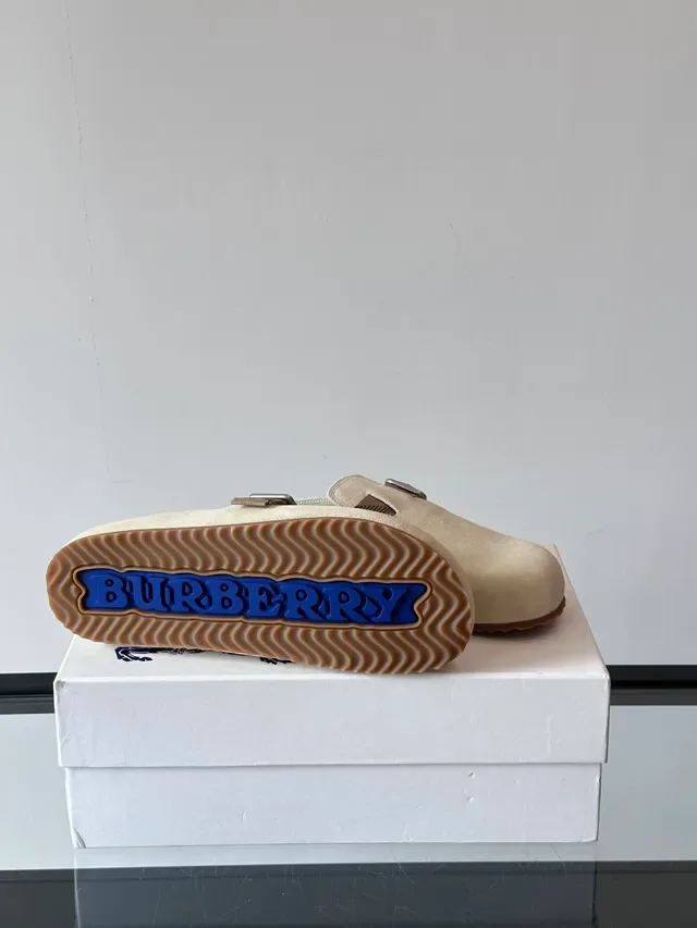 Burberry Lola Beige Brown Suede Upper Buckle Strap Loafer 2