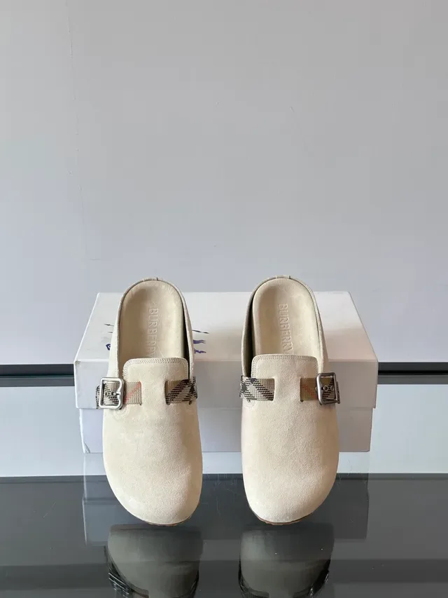 Burberry Lola Beige Brown Suede Upper Buckle Strap Loafer 3