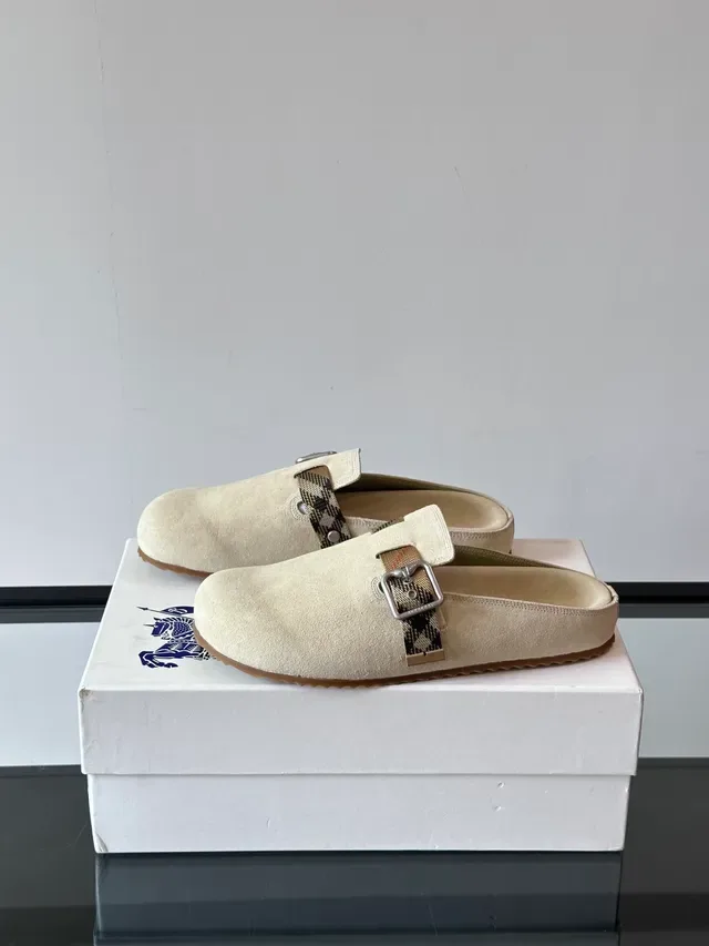 Burberry Lola Beige Brown Suede Upper Buckle Strap Loafer 4