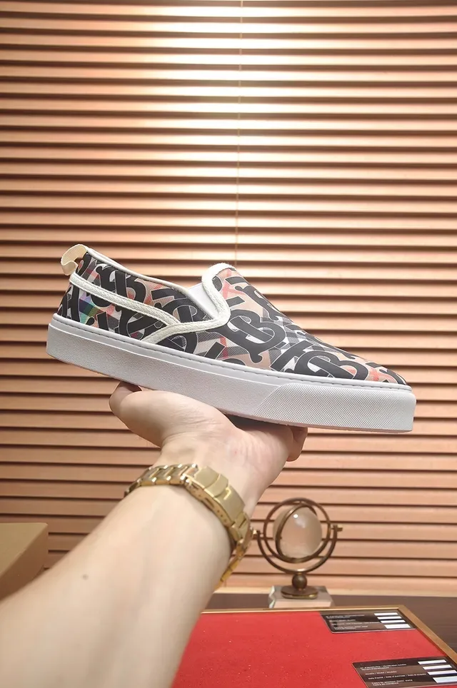Burberry Monogram Slip-On Multicolor White Lifestyle Sneakers 1