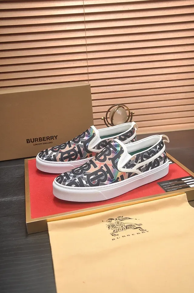 Burberry Monogram Slip-On Multicolor White Lifestyle Sneakers 4