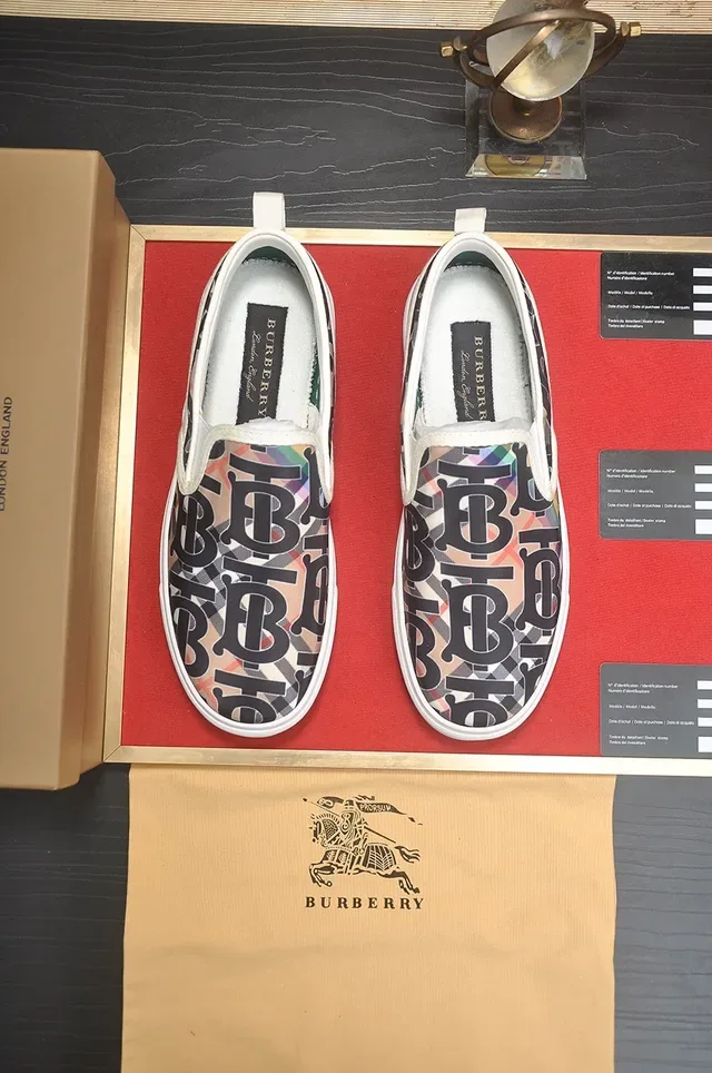 Burberry Monogram Slip-On Multicolor White Lifestyle Sneakers 5