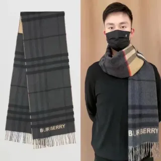 Burberry নোবা চেক কয়লা ধূসর ক্যাশমিয়ার স্কার্ফ
