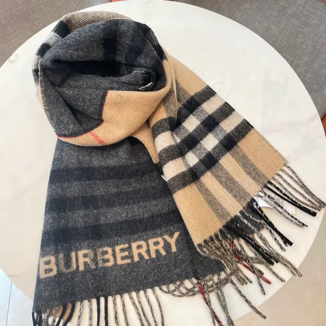 Burberry নোবা চেক কয়লা ধূসর ক্যাশমিয়ার স্কার্ফ 5
