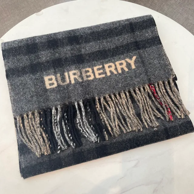 Burberry নোবা চেক কয়লা ধূসর ক্যাশমিয়ার স্কার্ফ 8