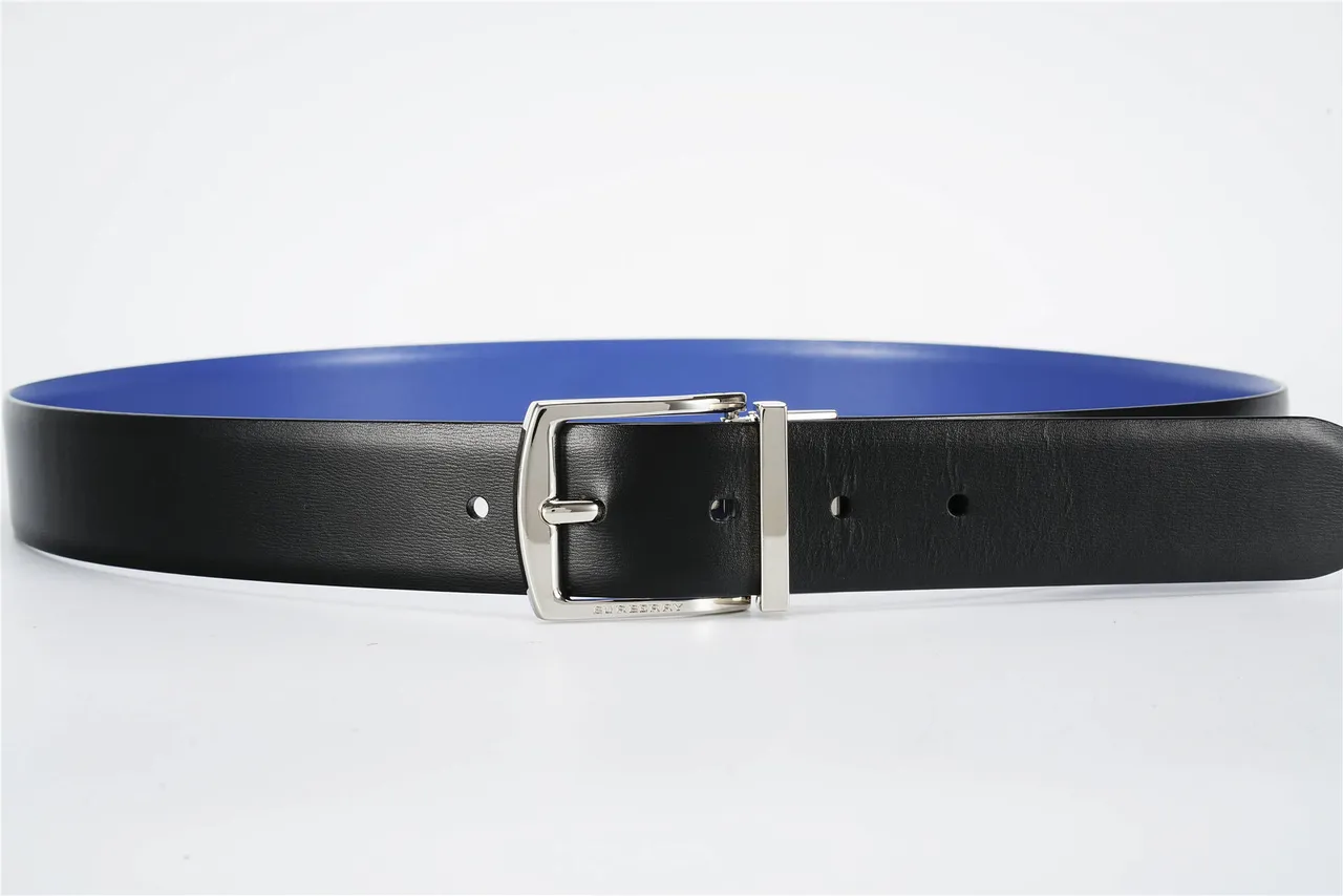 Burberry Reversible Belt Black Blue Two-Tone Leather Belt 9