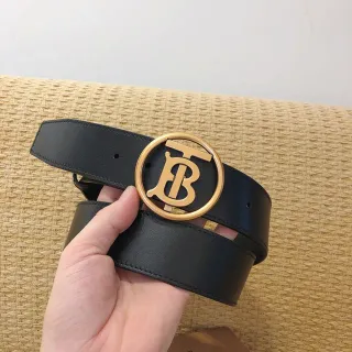 Ceinture Burberry TB Cuir Noir Boucle Dorée Ceinture Cuir