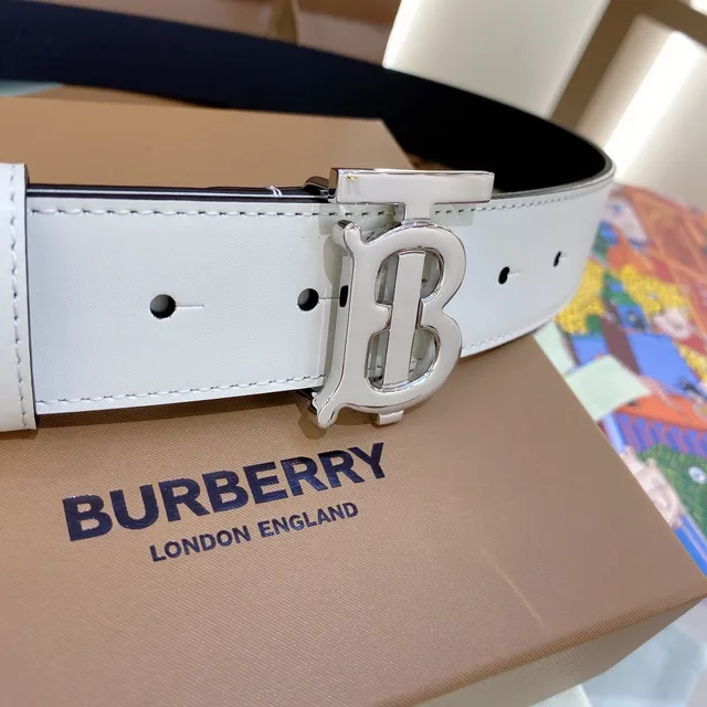 Burberry TB Belt Off-White and Black Reversible Leather Belt 3