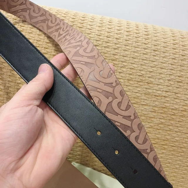 Burberry TB Monogram Black Leather Belt 3