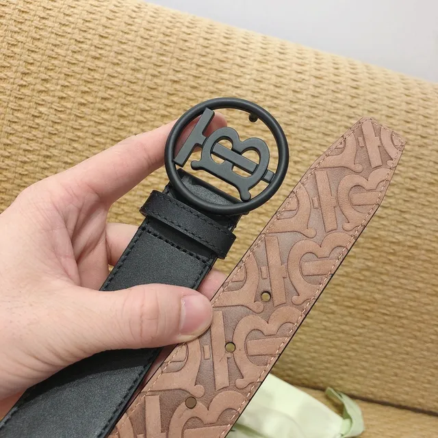 Burberry TB Monogram Black Leather Belt 6