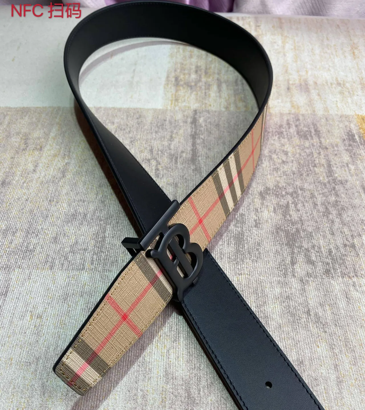 Burberry TB Monogram House Check Canvas cinto 6