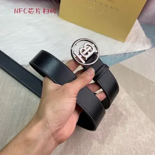 Burberry Thomas Burberry Monogram حزام جلد أسود