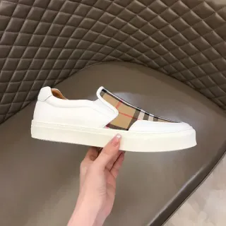 Burberry White Beige Slip-On Platform Sole Lifestyle Sneakers