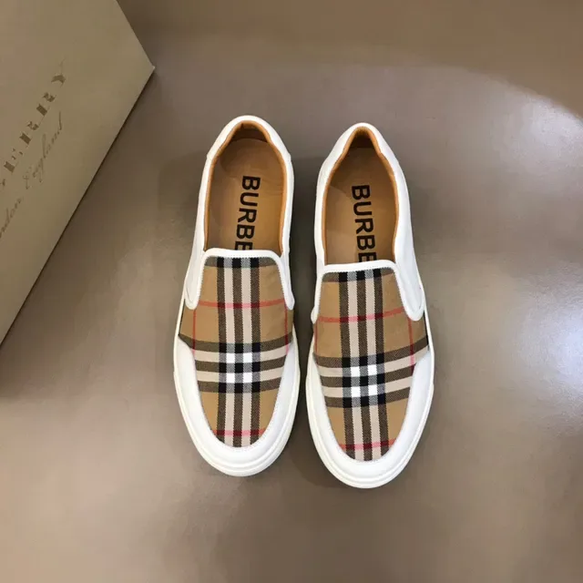Burberry Blanco Beige Zapatos Lifestyle Slip-On con Suela de Plataforma 9