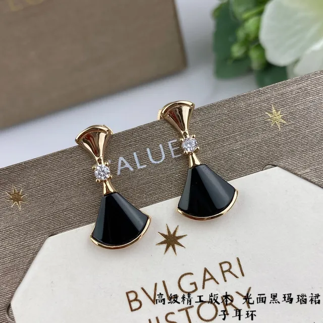 Bvlgari Divas’ Dream Fan-Shaped Black Enamel and Gold-Tone Crystal Earrings 2