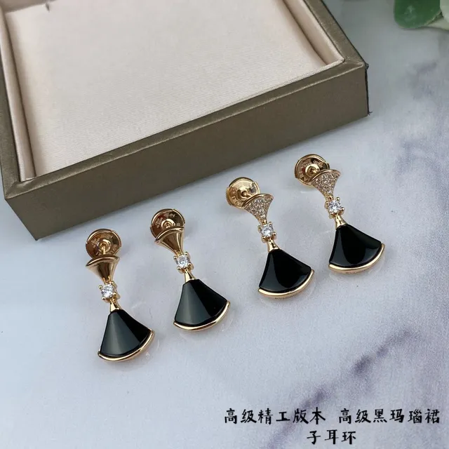 Bvlgari Divas’ Dream Fan-Shaped Black Enamel and Gold-Tone Crystal Earrings 8