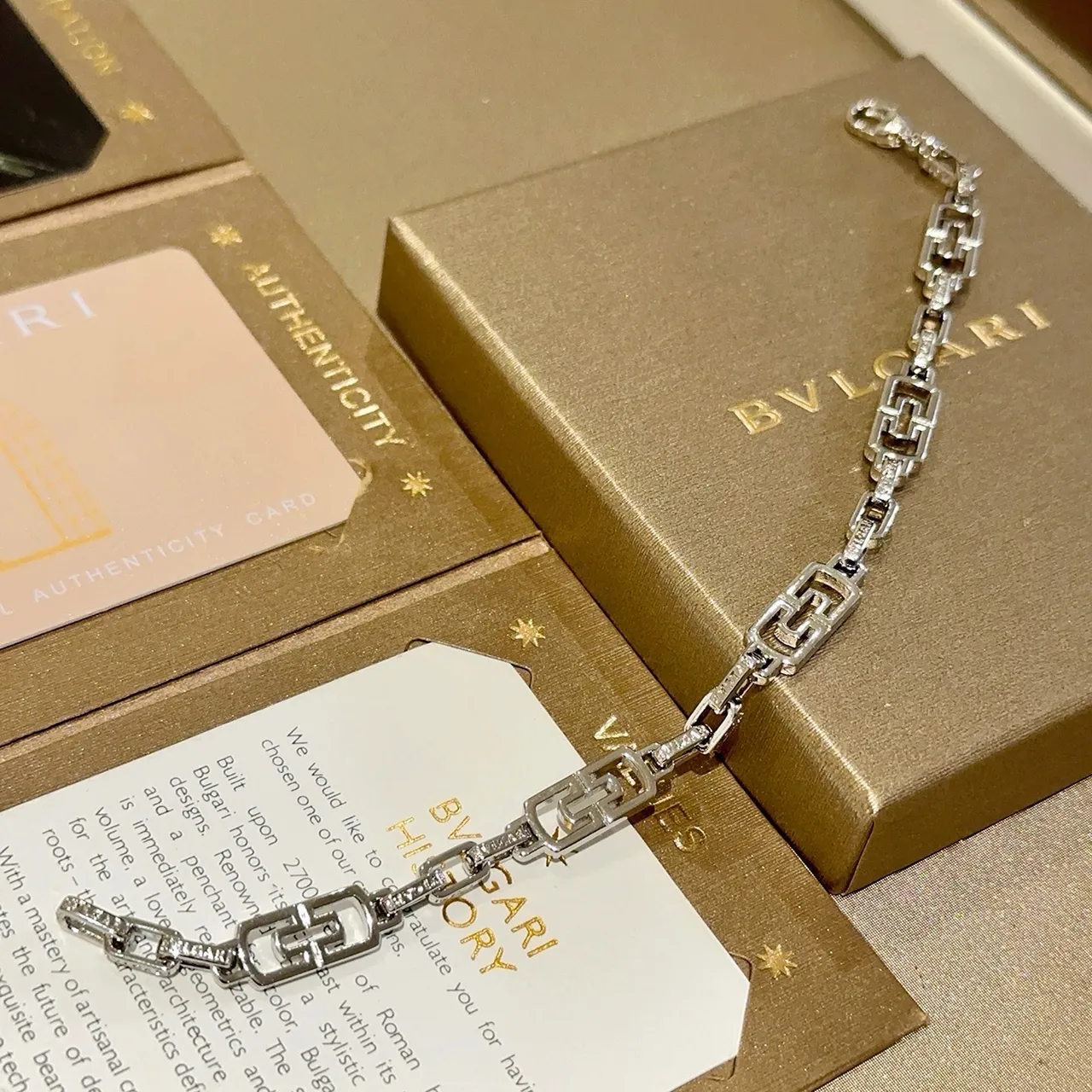Bvlgari Gancini Geometric Pavé Silver-Tone Bracelet 6