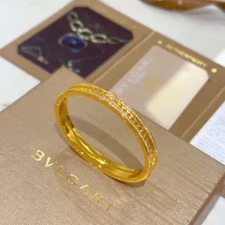 Bvlgari ذهبي ماس بفيه صف مزدوج سوار مفصل