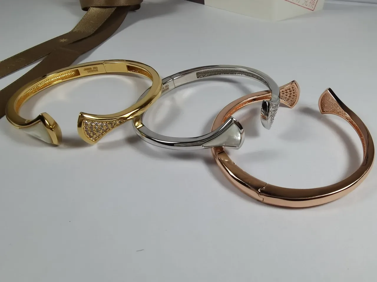 Bvlgari Gold Silver Open-Cuff Arrowhead-Terminal Bracelet 5