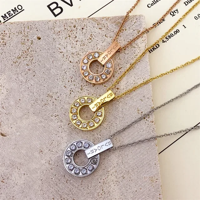 Bvlgari সোনালি সাদা প্যাভে-সেট স্টোন নেকলেস 2
