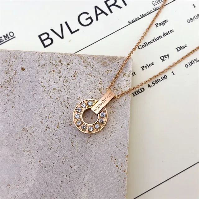 Bvlgari সোনালি সাদা প্যাভে-সেট স্টোন নেকলেস 3