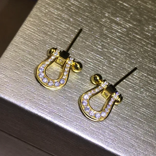 Bvlgari Horseshoe-Style Pavé Stud Earrings 2