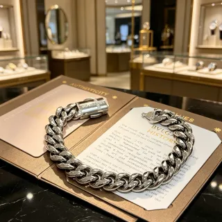 Bvlgari Iconica Silver Chunky Curb-Link Polished Bracelet