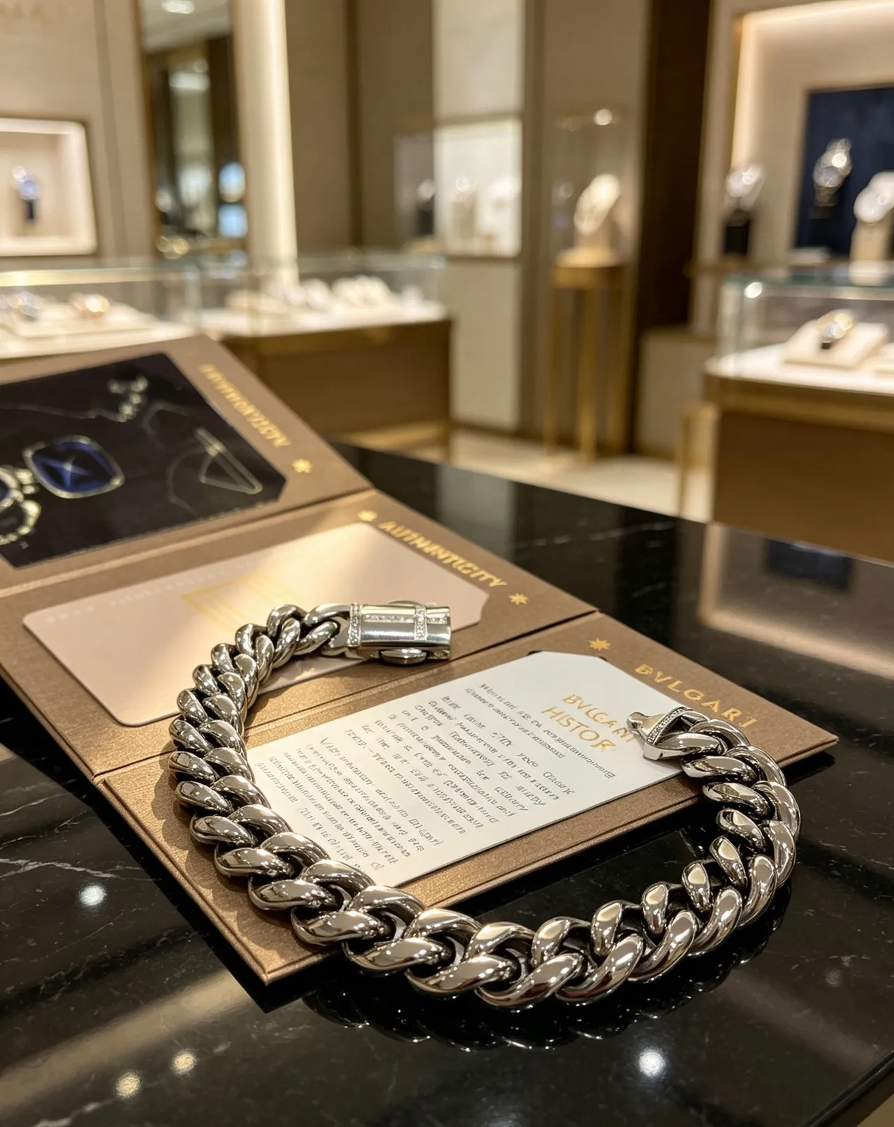 Bvlgari Iconica Pulsera de plata gruesa con eslabones curb-link pulida 4