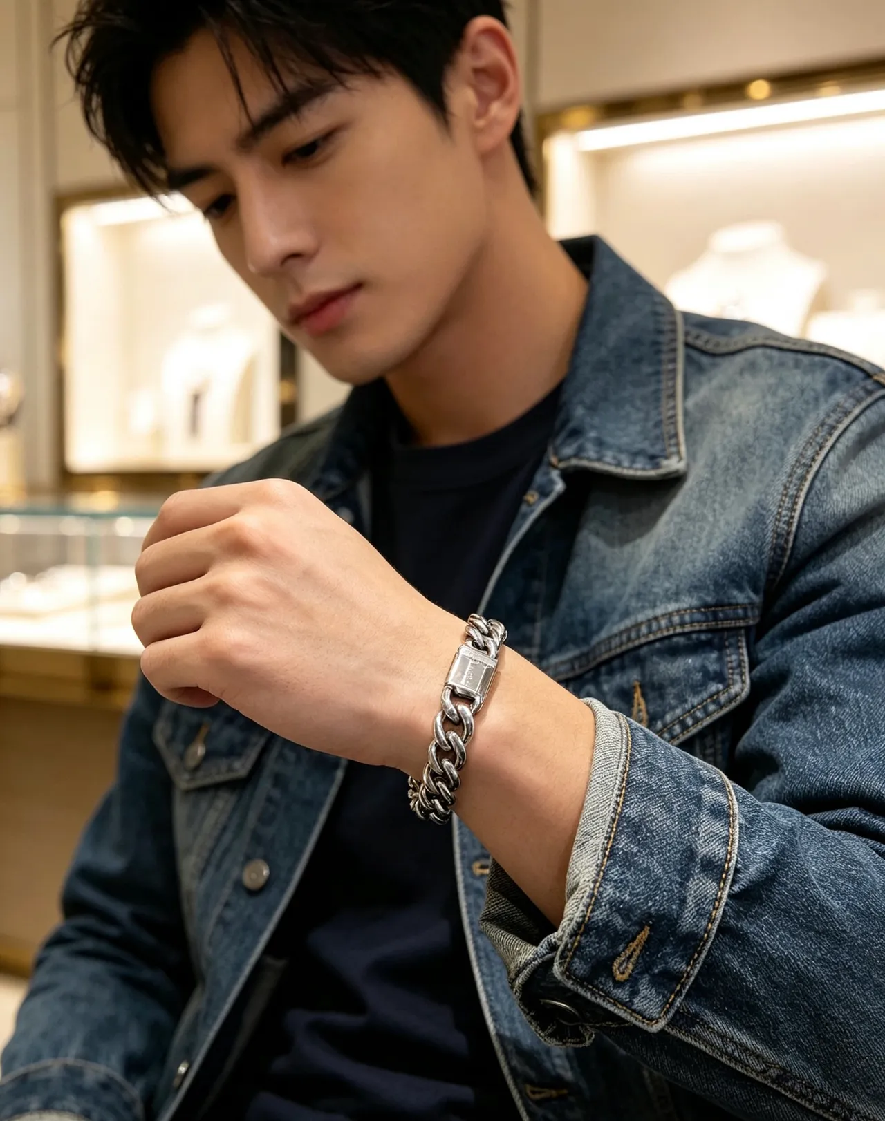 Bvlgari Iconica Pulsera de plata gruesa con eslabones curb-link pulida 5